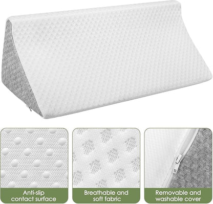 Wedge Pillow for Side Sleeping, 20in Triangle Bed Wedges & Body Positioners for Back Pain Relief, Seniors, After Surgery, Preventing Bedsores, Pregnancy Support