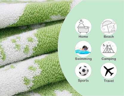 Wash Cloth - Bath Time in A While Crocodile Set of 12 Washcloths - 100% Cotton Jacquard Super Soft Colorful Absorbent Quick Dry Easy Care Face Towel Face Cloth Gift - 12x12 - Green Blue