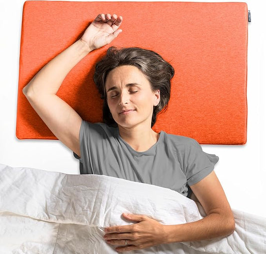 Ultra Thin Pillow 1 inch Thickness - Foldable, Rollable, Stackable - Made from Natural Latex - Low Profile, Super Flat (Firm, Orange Tangerine)