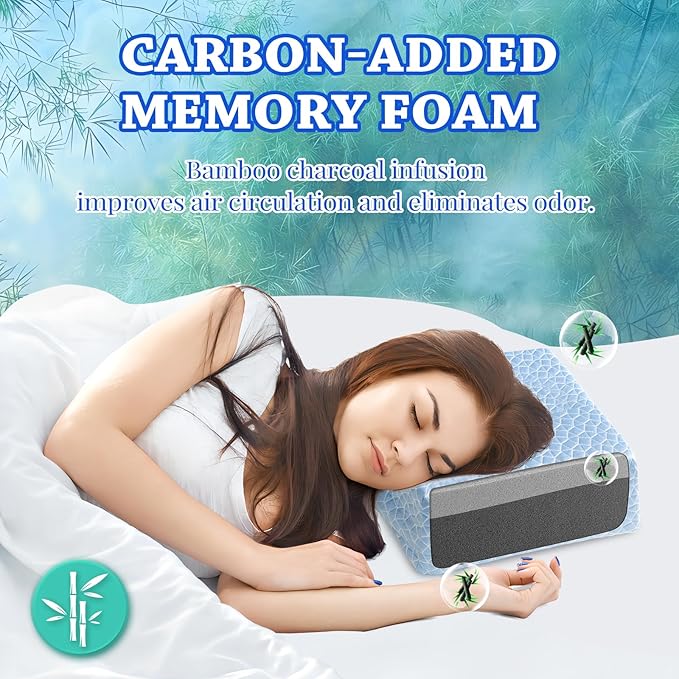 HARBOREST Cooling Cube Pillow - Side Sleeper Pillow for Neck and Shoulder Pain, Memory Foam Pillow Cube Pro with Adjustable Firmness,12"x12"x5", Blue