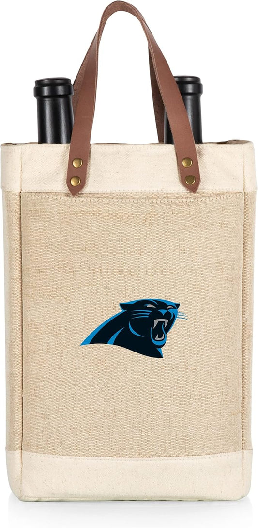 PICNIC TIME NFL Pinot - Jute 2 Bottle Insulated Wine Bag - Wine Tote Bag - Wine Gift Bag, (Beige)