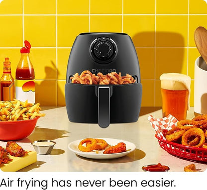 CHEFMAN Small Air Fryer Healthy Cooking, 3.6 Qt, Nonstick, User Friendly and Dual Control Temperature, w/ 60 Minute Timer & Auto Shutoff, Dishwasher Safe Basket, Matte Black, Cookbook Included