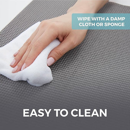 HOME GENIE Drawer Shelf and Cabinet Liner, Durable with Strong Grip, 17.5 Inch x 10 FT, Non Adhesive Liners Protect Kitchen Cabinets and Cupboard, Bathroom Drawers and Shelves, Desks, Soft Gray