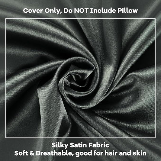 HOMBYS Satin Bed Wedge Pillow Cover Silky & Smooth Wedge Pillowcase 1 Pack 24x24x10, Soft & Breathable, Removable & Machine Washable-Zipper Design (Pillow Not Include),Dark Grey