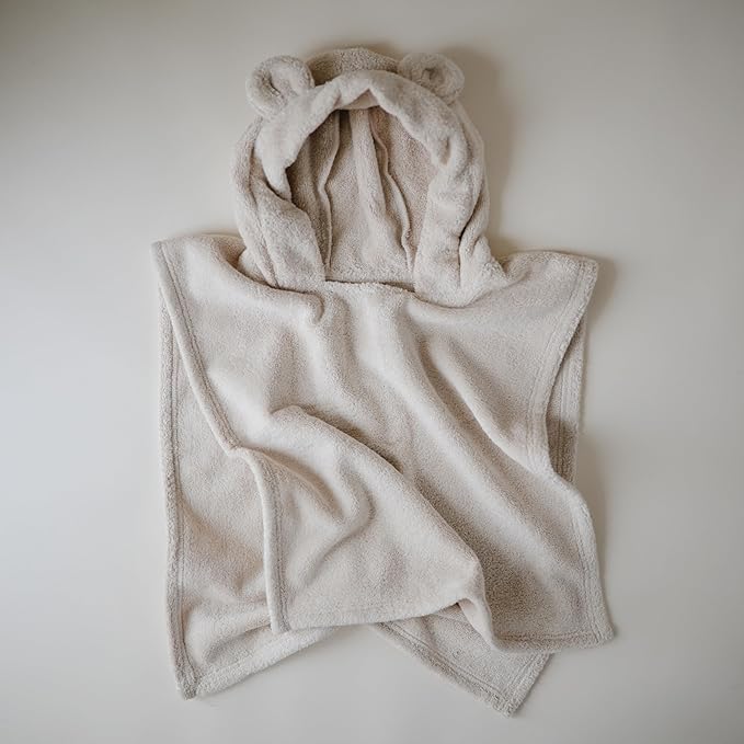 mushie Poncho Towel for Toddlers and Kids (Fog) | Organic Terry Cotton | Ages 1-3 Years
