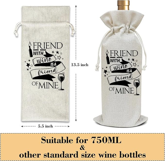 Funny Gift for Friends Bestie Sister, BFF Gifts, Birthday Gifts for Women Men Friendship Gifts for Coworker Colleague Thanksgiving Christmas Party Favor Wine Bag Decoration Supplies /30