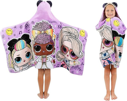 Franco LOL Surprise Kids Purple Queen Bath Beach Hooded Towel 24 in x 50 in