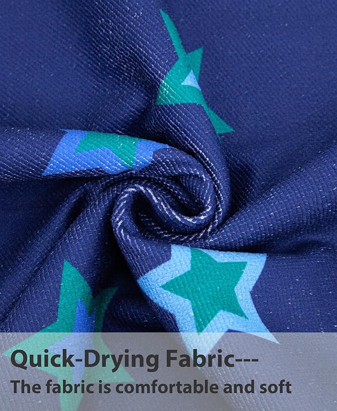 MissShorthair Kids Toddler Poncho Towels, Hooded Beach Towel for Girl&Boy, Surf Poncho Swim Changing Robe Microfiber Bath Towel for 1-3 Years Navy Star