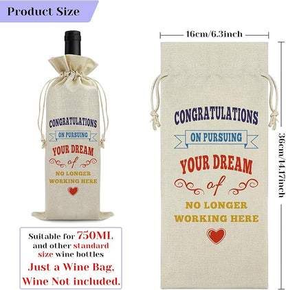 Farewell Gifts Coworker Leaving Gift Wine Bag Going Away Gifts for Colleague Boss Retirement Goodbye Gift New Beginnings Gift for Women Men Christmas End of Year Gift Drawstring Wine Gift Bag