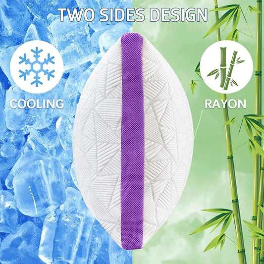 BETU Cooling King Pillow, Shredded Memory Foam Cool Pillow for Hot Sleepers, Adjustable Firm Soft Support Bed Pillows Perfect for Back Neck Pain and Side Sleeping with Pillow Case Cover, Purple