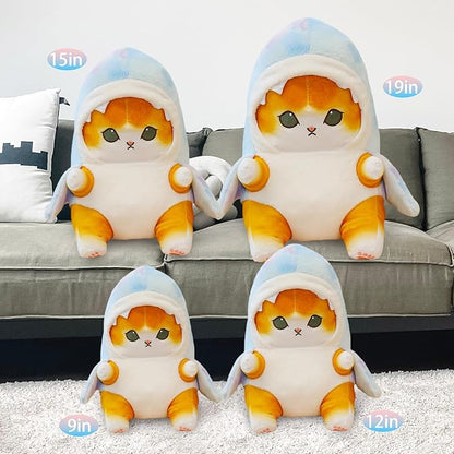 Kawaii Shark Cat Plush Toy Stuffed Animal Doll, Cute Soft Pillow Stress Release Hugs Toys Christmas Halloween Birthday Gifts for Kids Boys Girl Best Gift (Colorful - Yellow,12 inch)