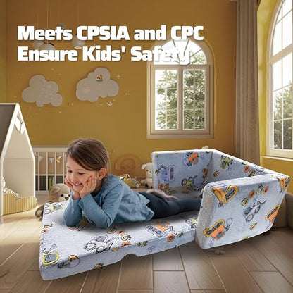Kids Sofa, Glow in The Dark Toddler Chairs Children's 2 in 1 Convertible Sofa to Lounger - Extra Soft Flip Open Chair & Sleeper, Toddler Couch Chair, Sofa Bed for Boys Girls