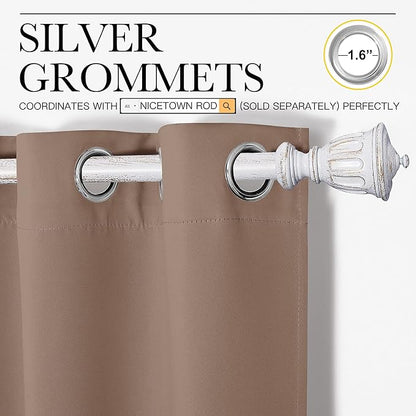 NICETOWN Bedroom Blackout Curtains and Drapes - Window Treatment Thermal Insulated Solid Grommet Blackout Draperies for Bedroom (Set of 2 Panels, 55 by 90 Inch, Cappuccino)