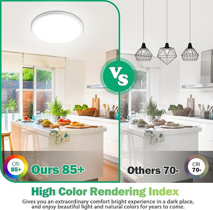 SunRider 4-Pack 16 Inch LED Flush Mount Ceiling Light, 3200LM, 5000K Daylight White, 32W Dimmable Modern Round Flat Ceiling Lights for Living Room