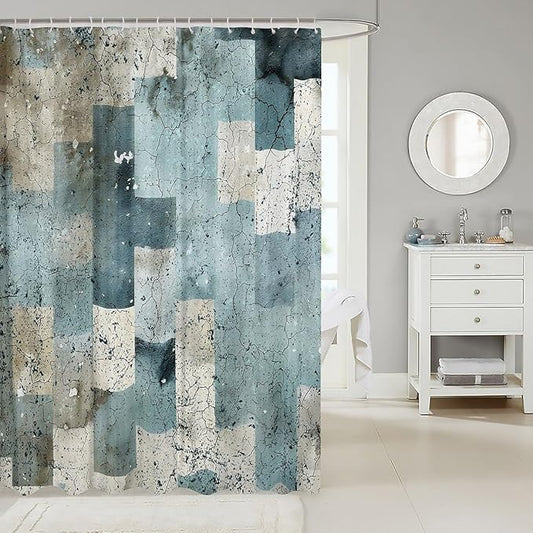 Feelyou Geometric Bath Curtain Geometry Shower Curtain Square Bathroom Shower Curtain Set Kids Toddler Boys Girls Stripe Line Kids Bathroom Accessories 72"x72"