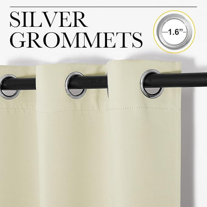 NICETOWN Beige Room Darkening Curtains 102" Long for Boho Farmhouse Home Decoration, 55" Wide, Set of 2, Window Treatment Total Privacy Drape Panels for Bedroom Living Room Guest Room