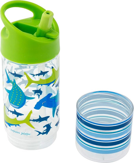 Stephen Joseph, Kids Sip and Snack Water Bottle, 12 oz Tritan BPA Free, Drink and Snack Water Bottle for Girls & Boys, Back to School Water Bottle, Shark