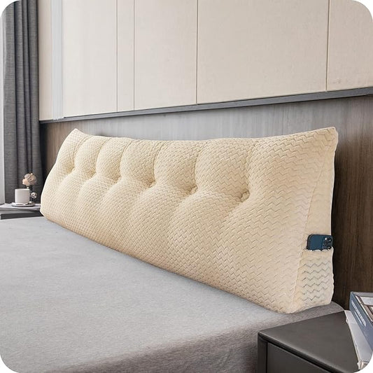 Large Bolster Triangular Headboard Wedge Backrest Positioning Support Bed Rest Reading Pillows Headboard Wedge Pillows for Day Bed Bunk Bed with Removable Cover