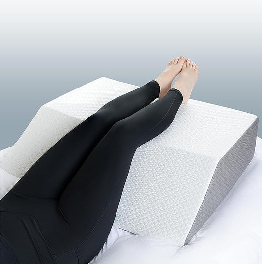 Kolbs EXTRA WIDE Leg Elevation Pillow | Chic Jacquard Cover | XL and WIDE for More Comfort Bed Wedge Pillow | Knee Pillow Leg Pillow | Wedge Pillow for Legs | Leg, Knee, Ankle Elevation Post Surgery