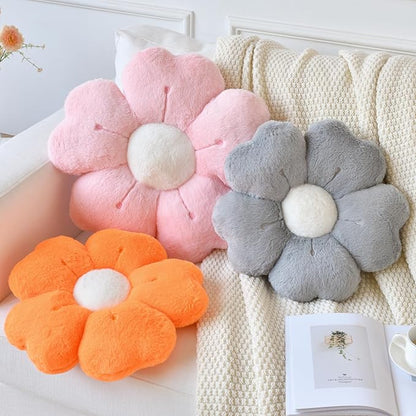 Flower Pillow, Flower Shaped Pillow Decorative Throw Pillows for Bed Couch, Cute Daisy Pillow Dorm Decor Floor Seating Cushion (Grey, 19.6 Inches)