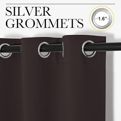 NICETOWN Triple Weave Microfiber Energy Saving Thermal Insulated Solid Grommet Blackout Curtains for Bedroom (2 Panels, 42 inches by 63 Inch, Toffee Brown)