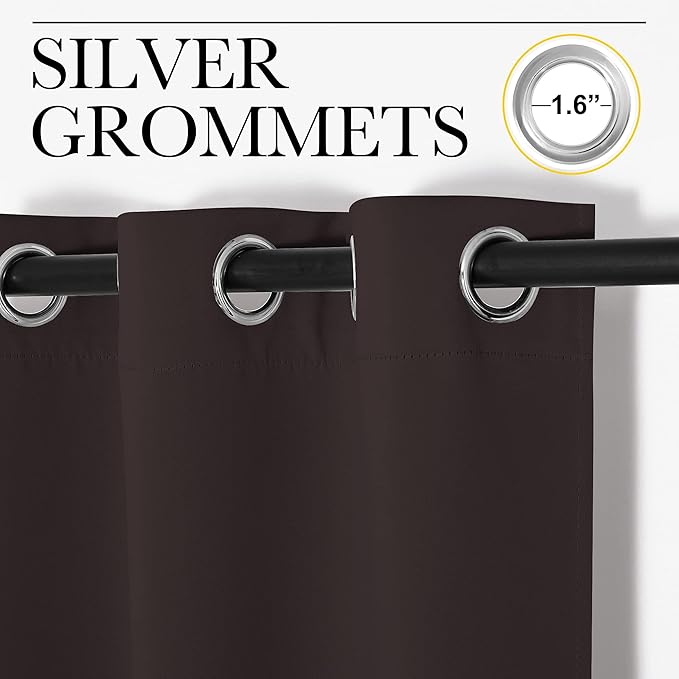 NICETOWN Blackout Curtain Panels for Bedroom Window, Triple Weave Microfiber Energy Saving Thermal Insulated Solid Grommet Blackout Draperies and Drapes(One Pair, 34 inches by 45 inches, Toffee Brown)