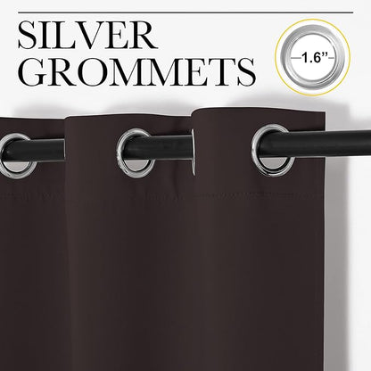 NICETOWN Thermal Curtains 84" Long, Energy Smart Thermal Insulated Solid Grommet Blackout Curtains/Drapes Window Panels (2 Panels, 34-inch x 84-inch, Toffee Brown)