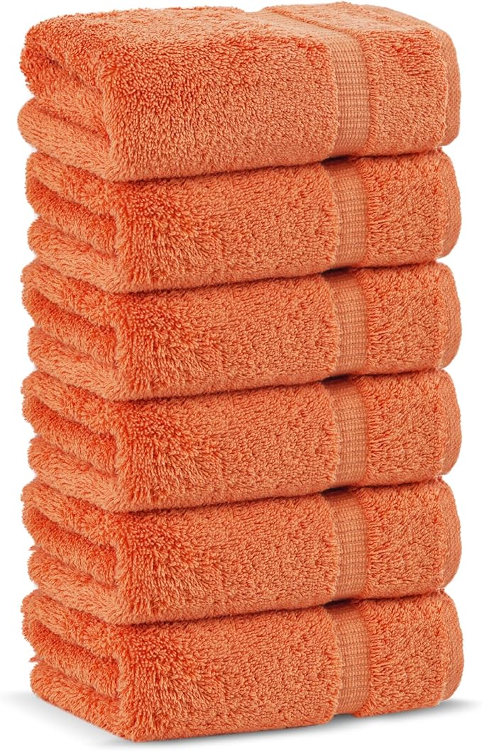 Chakir Turkish Linens | Hotel & Spa Quality 100% Cotton Premium Turkish Towels | Soft & Absorbent (6-Piece Hand Towels, Coral)