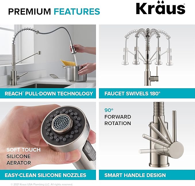 KRAUS Bolden Touchless Sensor Commercial Style 2-Function Single Handle Pull-Down Kitchen Faucet in Matte Black, KSF-1610MB