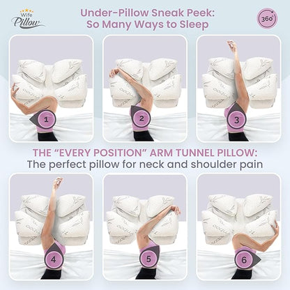 Medium Firm High Density Support. Orthopedic Arm Hole Slots for Relief of Shoulder & Neck Pain. Adjustable for Side, Back, Stomach Sleeper. Rayon Shell/Cooling Shredded Memory Foam