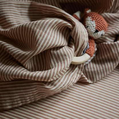 Denmark - Super Soft Muslin Mini Crib Sheets - 24'' x 38'' - 100% Organic Baby Crib Sheets for Boys and Girls (Natural Stripe)