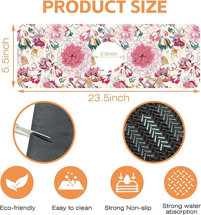 Kitchen Faucet Mat Artistic Floral Kitchen Sink Splash Guard Faucet Mat,1 PC Splash Guard Behind Faucet Drip Catcher for Kitchen,Sink Mat,Dish Drying Mat,Bathroom Faucet Mat 15.5""X5.5""
