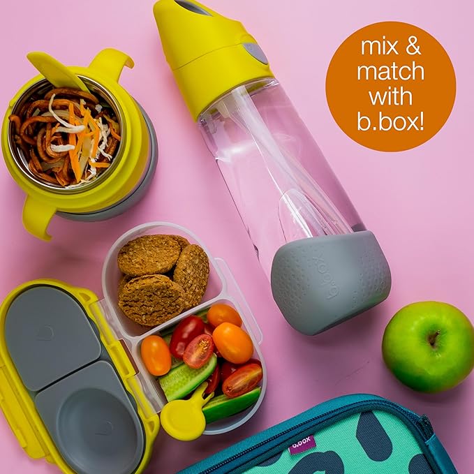 b.box 20oz Tritan Straw Bottle: Large Kids Water Bottle with Flip Straw for School, Daycare. Spill Proof, Leak Proof, Dishwasher Safe, BPA Free (Graphite, 20 oz)
