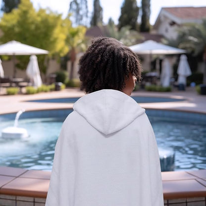 Hooded Bath Towel Wrap - 100% Cotton Popcorn Large Oversized Hooded Kids Towel - Toddler Shower Pool Beach Towel -600 GSM- Soft Absorbent Quick Dry Easy Care Gift - 30x52 inches - White
