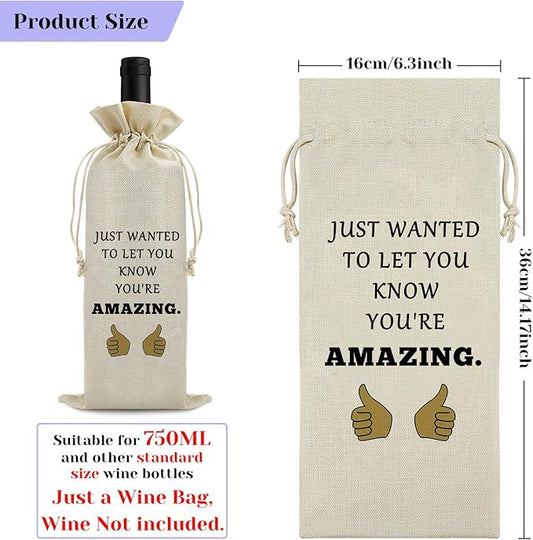 Encouragement Gifts for Women Wine Bag Inspirational Gifts for Friend Family Colleagues Superiors and Neighbors Wine Bottle Bag Thank You Gift for Men Birthday Christmas Best Wine Gift Bag