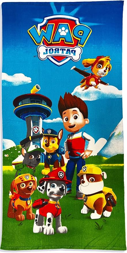 Kids Official Licensed Character Soft Beach/Hooded Bath Towel (Paw Patrol Team, 40 x 60)