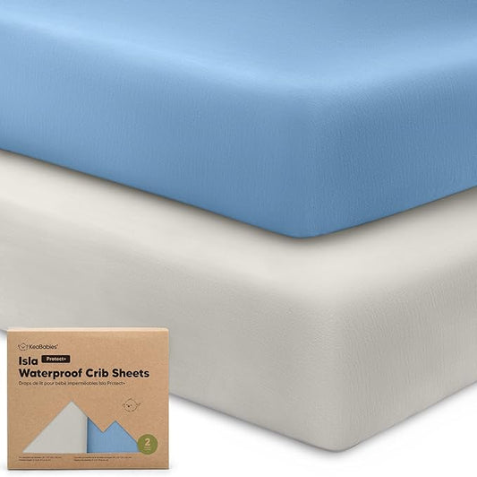2-Pack Waterproof Crib Sheets for Boys, Girls - Viscose Derived from Bamboo Crib Sheets Neutral, Crib Mattress Protector Sheet, Soft Toddler Bed Sheets, Fitted Baby Crib Sheets Girl, Boy (Slate)