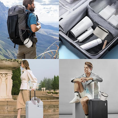 Travel Neck Pillow, Curved Ergonomic Design, Ice Silk Fabric is Comfortable and Breathable, The Pillowcase is Removable. Comes with Portable Storage Bag and Ear Plugs
