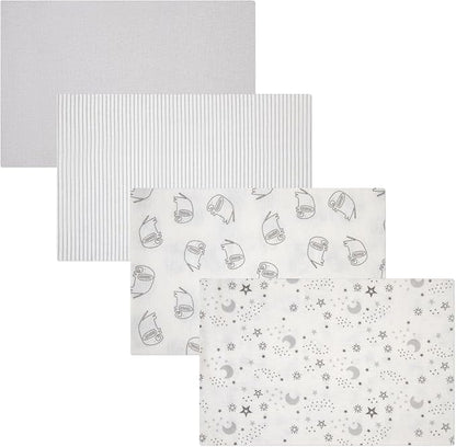 4-Pack Unisex Baby Cotton Flannel Receiving Blankets, One Size Newborn Swaddle Blankets (30 x 30)