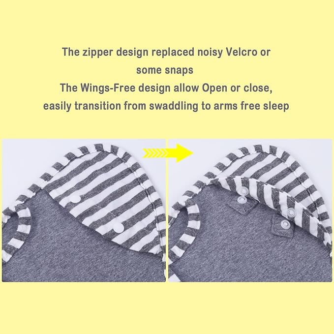 Baby Blanket Sack with Arms Free Design,Transition to Arms Free Wearable for Newborn Girl and Boy, Large 6-9Months, Grey Color
