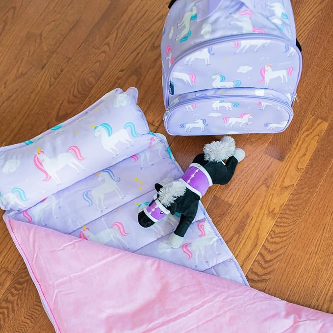 Wildkin Original Nap Mat with Reusable Pillow for Boys & Girls, Ideal for Sleepovers, Equipped with Hook & Loop Fastener, Made from Cotton Blend Materials - Nap Mat for Kids