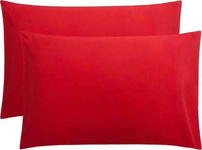 Toddler Pillowcase Set of 2 PC 600 TC 100% Egyptian Cotton Toodler 12x16 Inch Small Travel Pillow Case Envelope Closer Decorative Soft Cozy Travel Kids Nursery Preschool Pillow Cases, Red Solid
