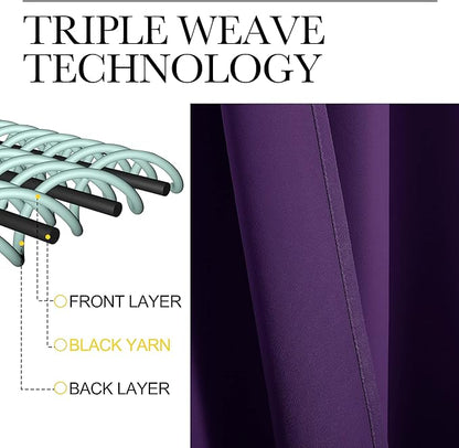 NICETOWN Purple Blackout Curtains 86 inches Long, Niose Reducing and Thermal Insulated Room Darkening Curtains for Girls Bedroom Living Room Window Decoration (55 inches Wide, 2 Panels)