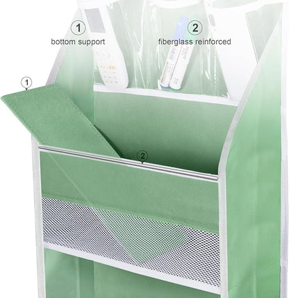Univivi Over Door Organizer Baby Door Storage Wall Mount Storage with 3 Small PVC Pockets and 5 Large Pockets Ideal for Baby Stuff, Toiletries and Sundries (Green)