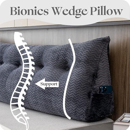 Large Bolster Triangular Headboard Wedge Backrest Positioning Support Bed Rest Reading Pillows Headboard Wedge Pillows for Day Bed Bunk Bed with Removable Cover