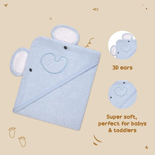 Rene Rofe Hooded Towel with 3D Ears - 100% Cotton Ultra Absorbent, Super Soft Baby Bath Towels for Babies, Toddler, Infant