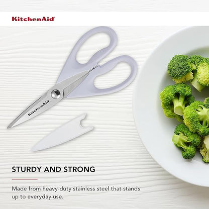 KitchenAid All Purpose Kitchen Shears with Protective Sheath for Everyday use, Dishwasher Safe Stainless Steel Scissors with Comfort Grip, 8.72-Inch, Lavendar Cream