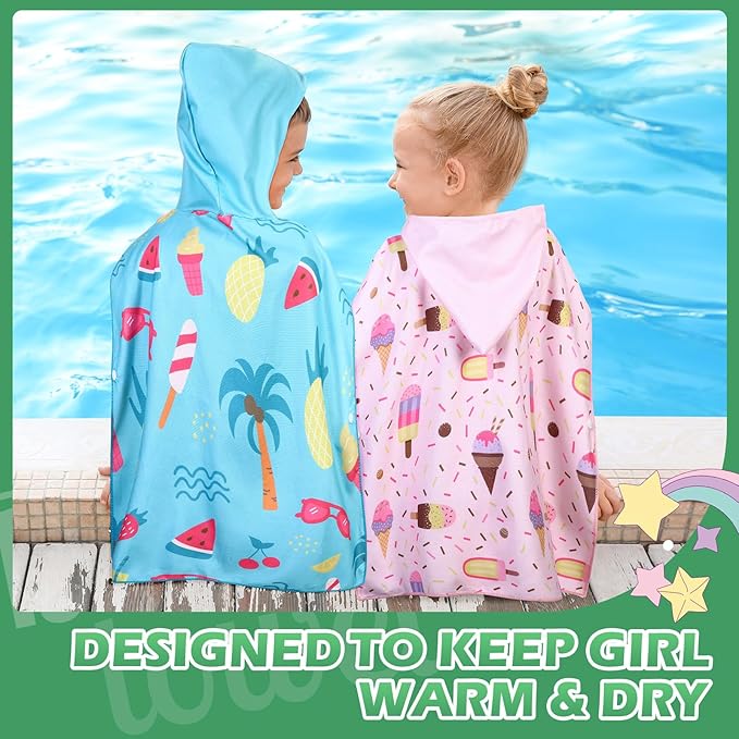 Mixweer 9 Pcs Kids Hooded Towel Mermaid Dinosaur Towel with Hood Baby Bath Towel Wrap Hooded Towels Poncho Pool Bathrobe Summer Gifts for Toddler Boys Girls (Lovely)