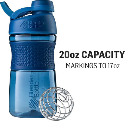 BlenderBottle 20-Ounce Black and Navy Protein Shaker Bottles with BlenderBall Wire Whisk