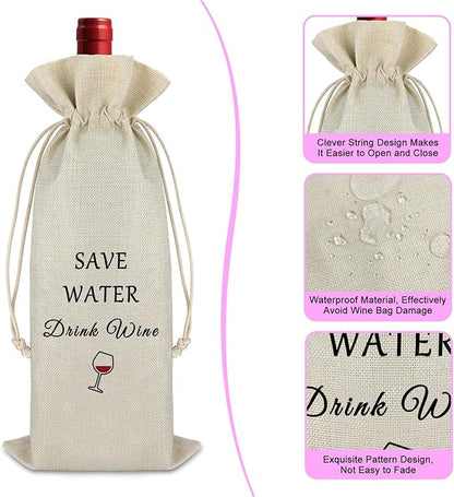 Wedding Gift for Bridesmaid Wine Bag Birthday Gift for Women Men Bridal Shower Gift Thank You Gift for Friends Burlap Wine Wrap Bag Christmas Gift for Friends Father's Day Gift Bachelor Party Gift